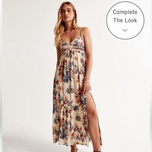 Abercrombie Crinkle Textured Ruched Maxi Dress